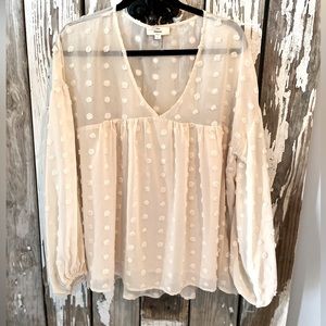 Entro Dotted sheer top cream size large